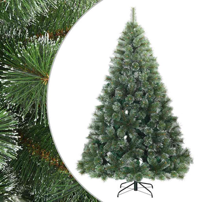 vidaXL Artificial Hinged Christmas Tree Snow Flocked Green 210 cm
