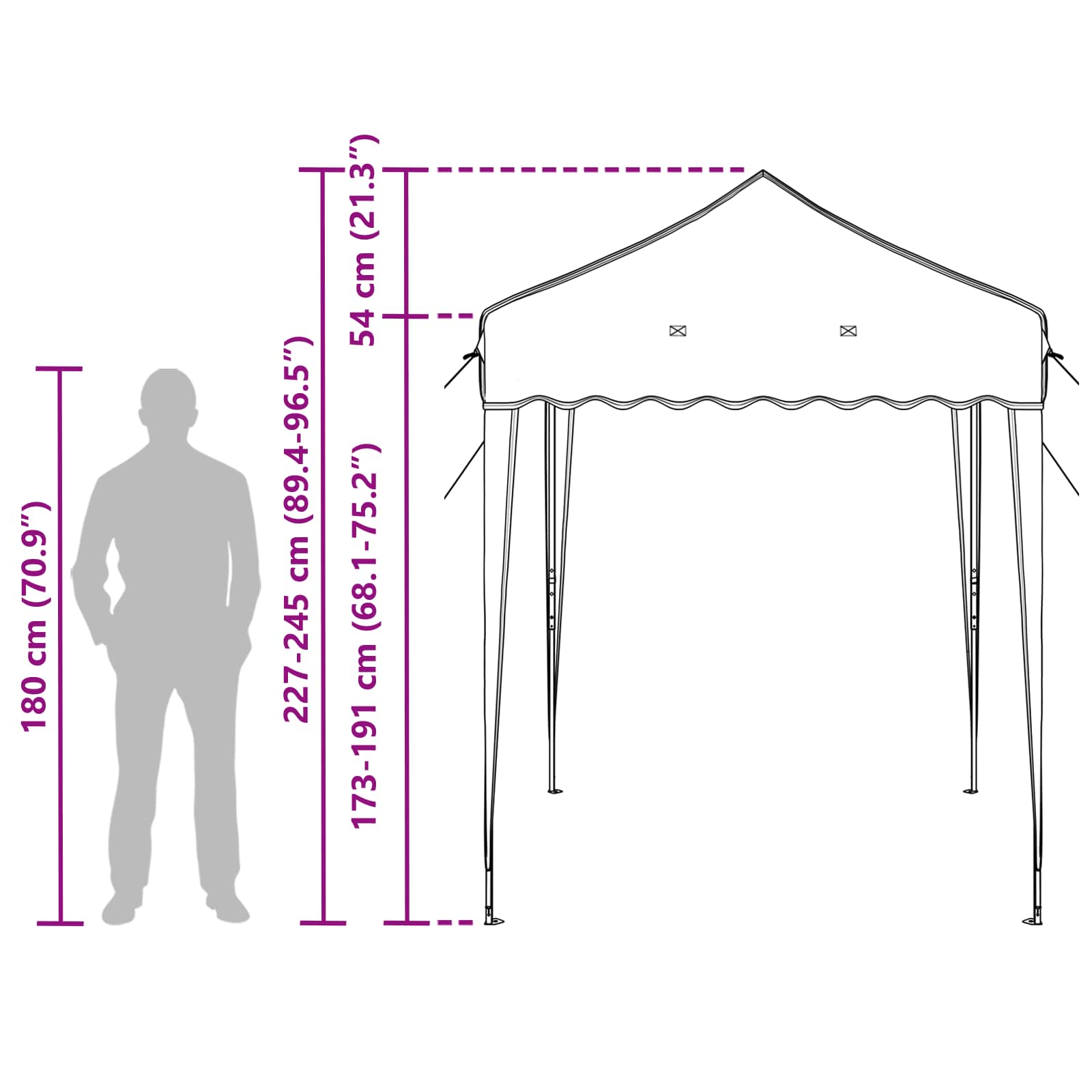 vidaXL Pop-up Party Tent 195 x 195 x 245 cm Taupe Oxford Fabric