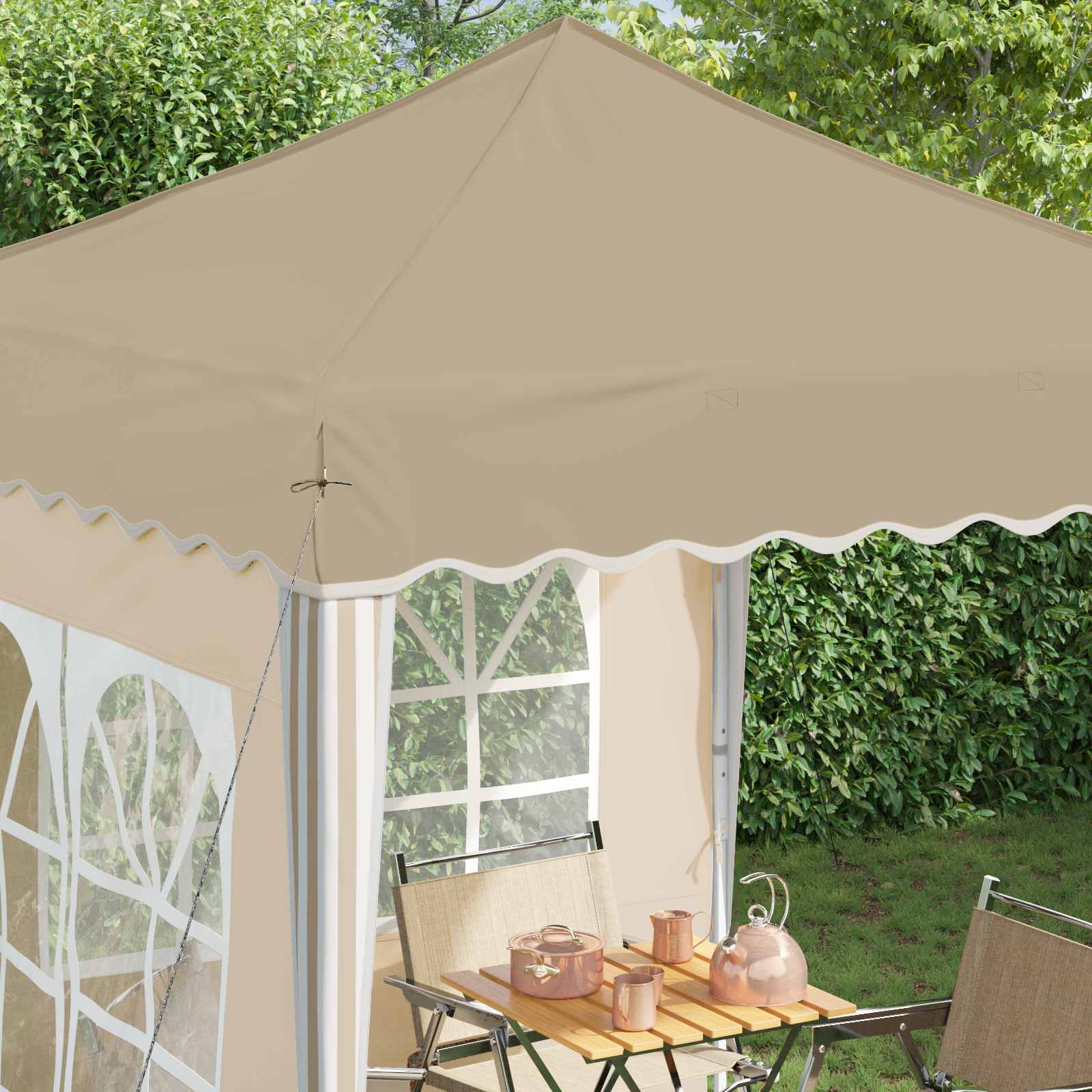 vidaXL Pop-up Party Tent 195 x 195 x 245 cm Cream Oxford Fabric - 12558