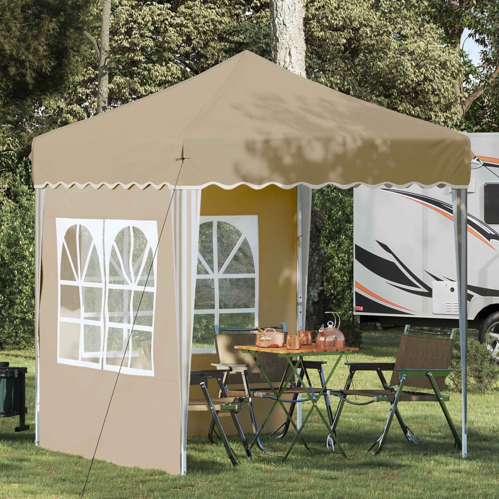 vidaXL Pop-up Party Tent 195 x 195 x 245 cm Cream Oxford Fabric - 12558