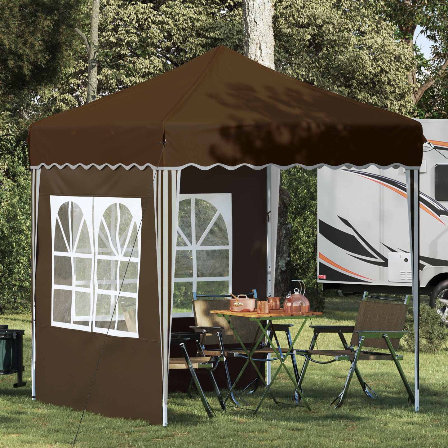 vidaXL Pop-up Party Tent 195 x 195 x 245 cm Taupe Oxford Fabric - 12585