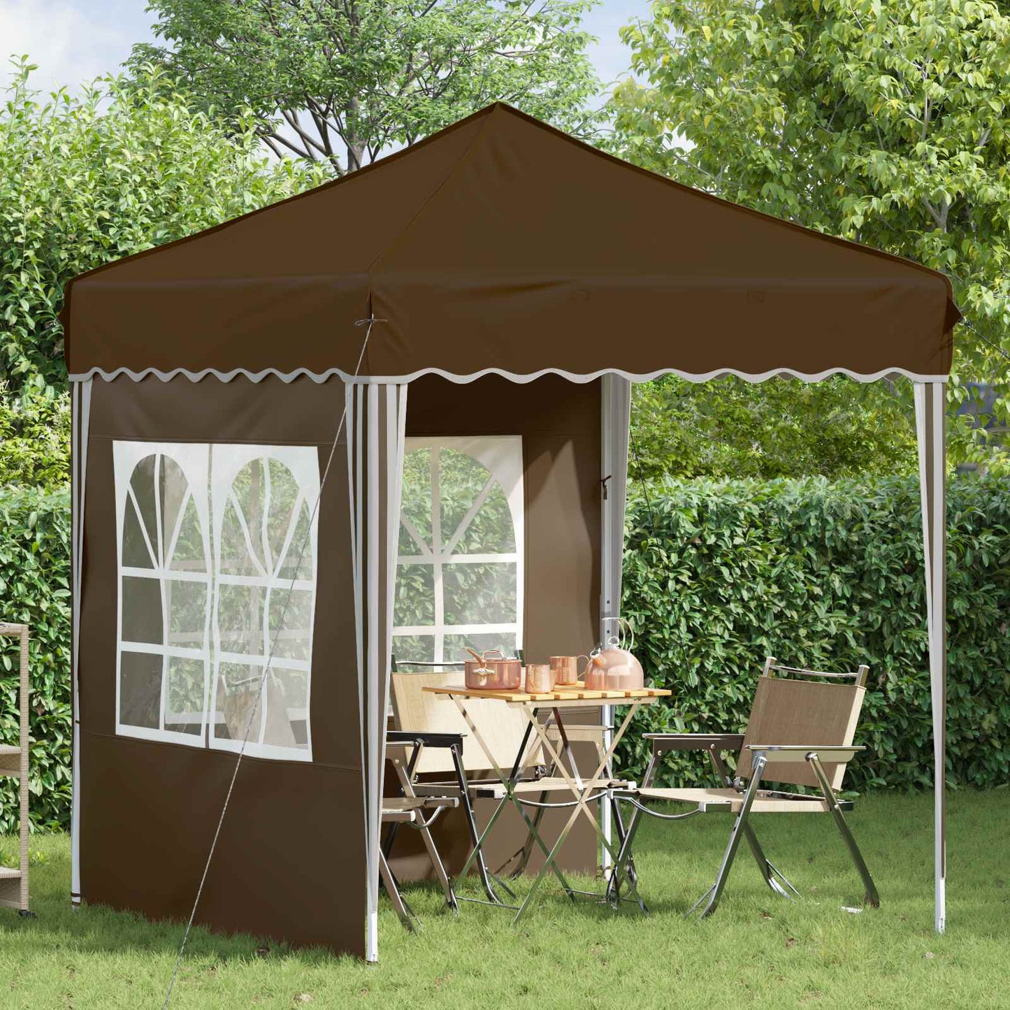 vidaXL Pop-up Party Tent 195 x 195 x 245 cm Taupe Oxford Fabric - 12585