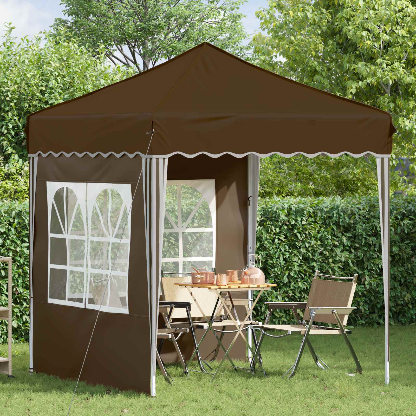vidaXL Pop-up Party Tent 195 x 195 x 245 cm Taupe Oxford Fabric - 12585