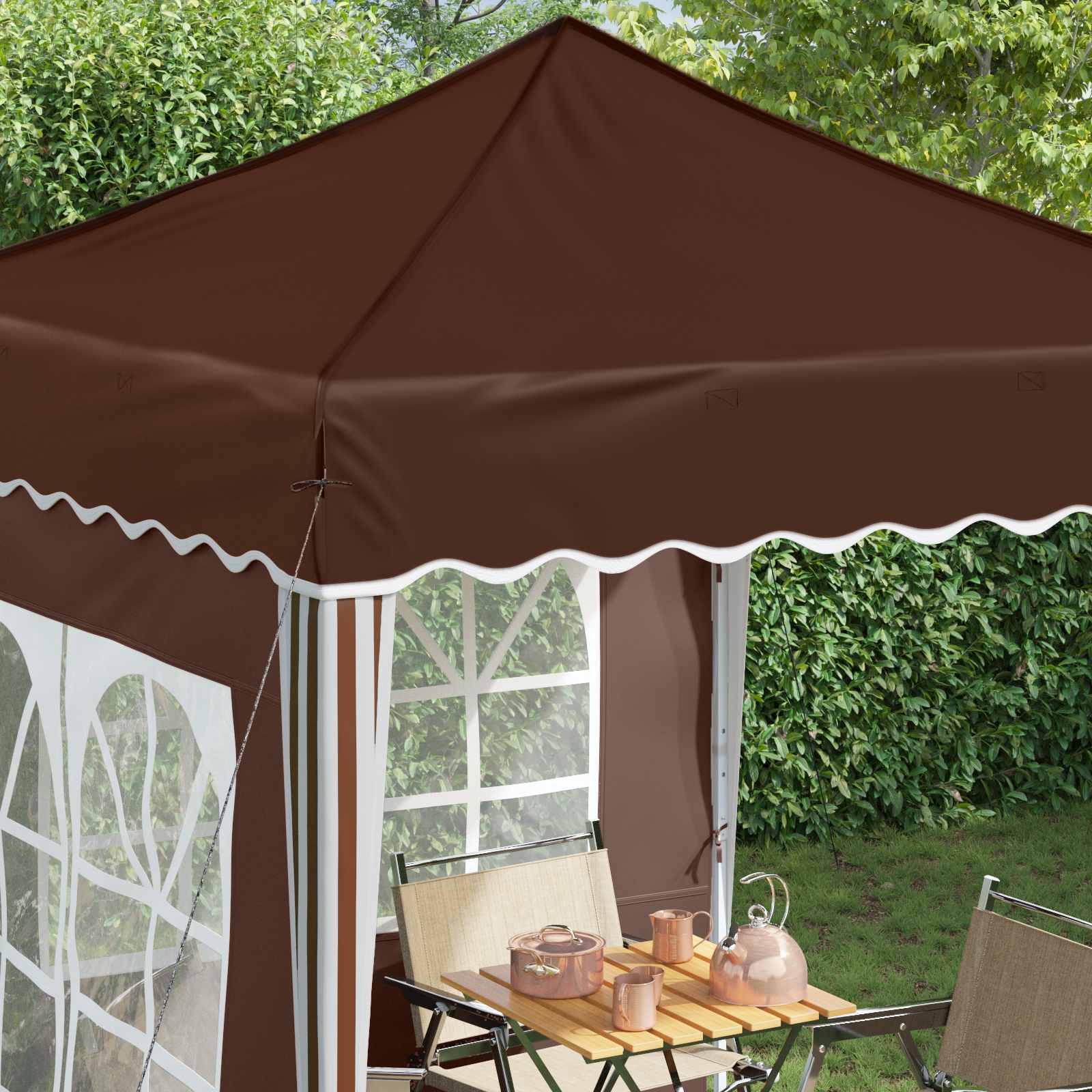 vidaXL Pop-up Party Tent 195 x 195 x 245 cm Brown Oxford Fabric - 12601
