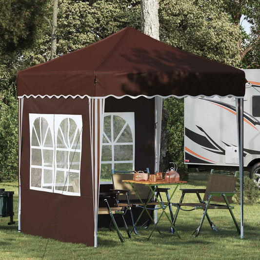vidaXL Pop-up Party Tent 195 x 195 x 245 cm Brown Oxford Fabric - 12601