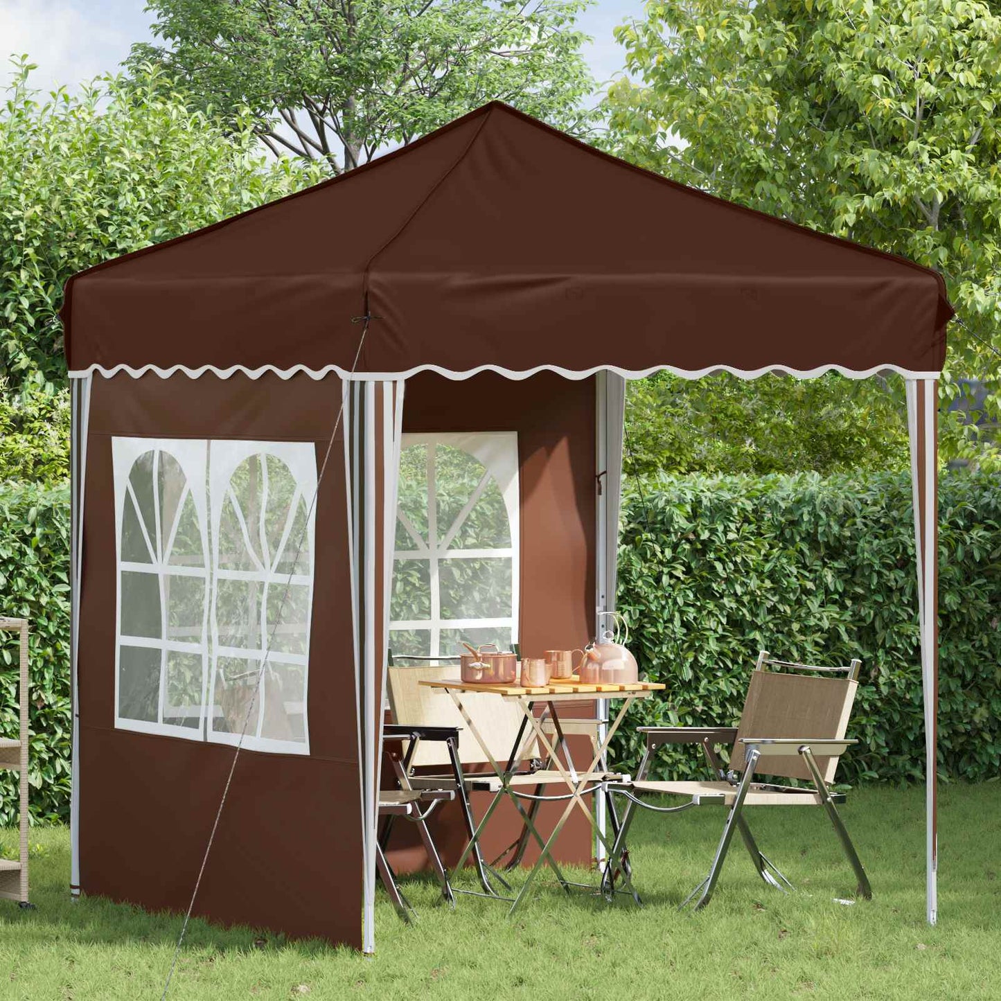 vidaXL Pop-up Party Tent 195 x 195 x 245 cm Brown Oxford Fabric - 12601