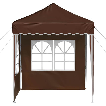 vidaXL Pop-up Party Tent 195 x 195 x 245 cm Brown Oxford Fabric - 12601