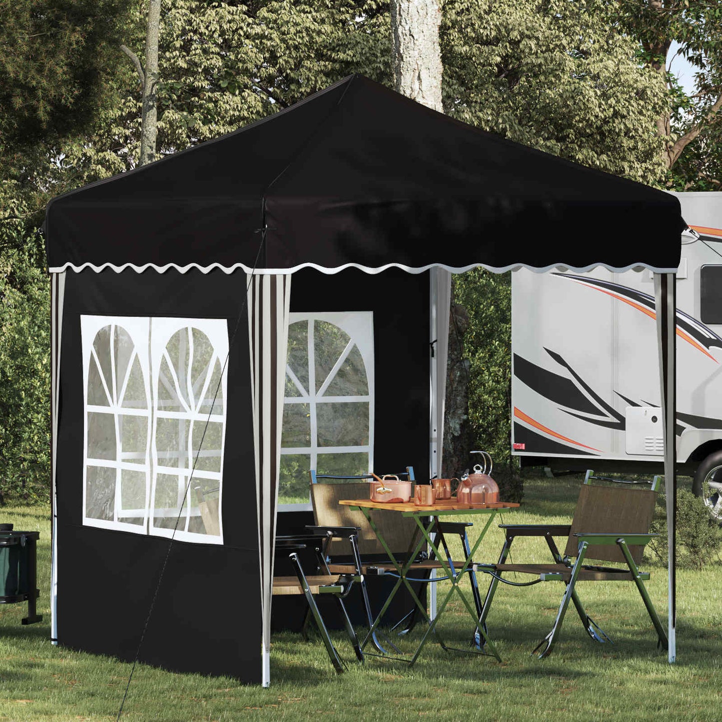 vidaXL Pop-up Party Tent 195 x 195 x 245 cm Black Oxford Fabric - 12611