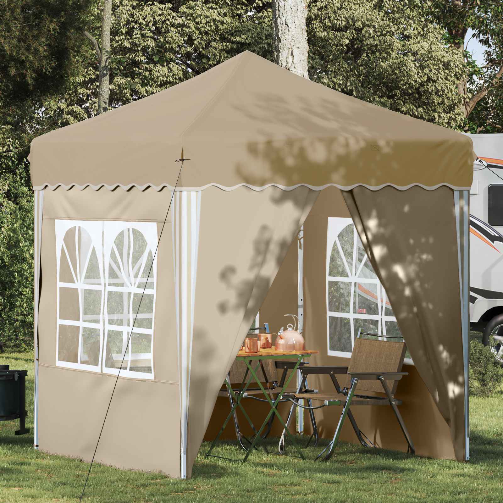 vidaXL Pop-up Party Tent 195 x 195 x 245 cm Cream Oxford Fabric - 12621