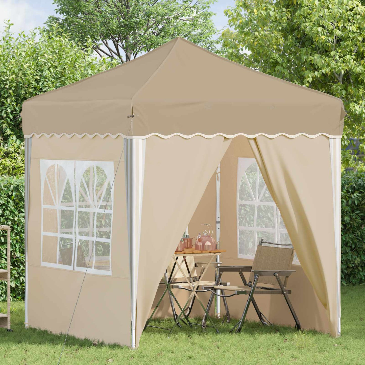 vidaXL Pop-up Party Tent 195 x 195 x 245 cm Cream Oxford Fabric - 12621