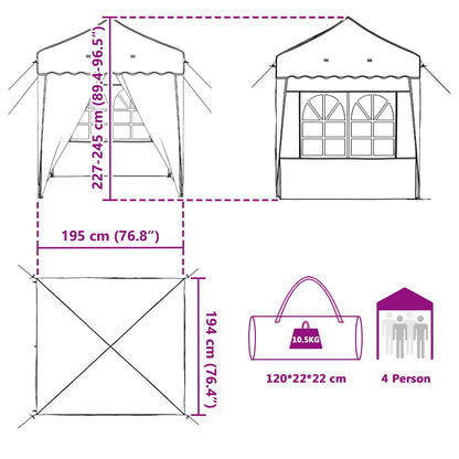 vidaXL Pop-up Party Tent 195 x 195 x 245 cm Cream Oxford Fabric - 12621