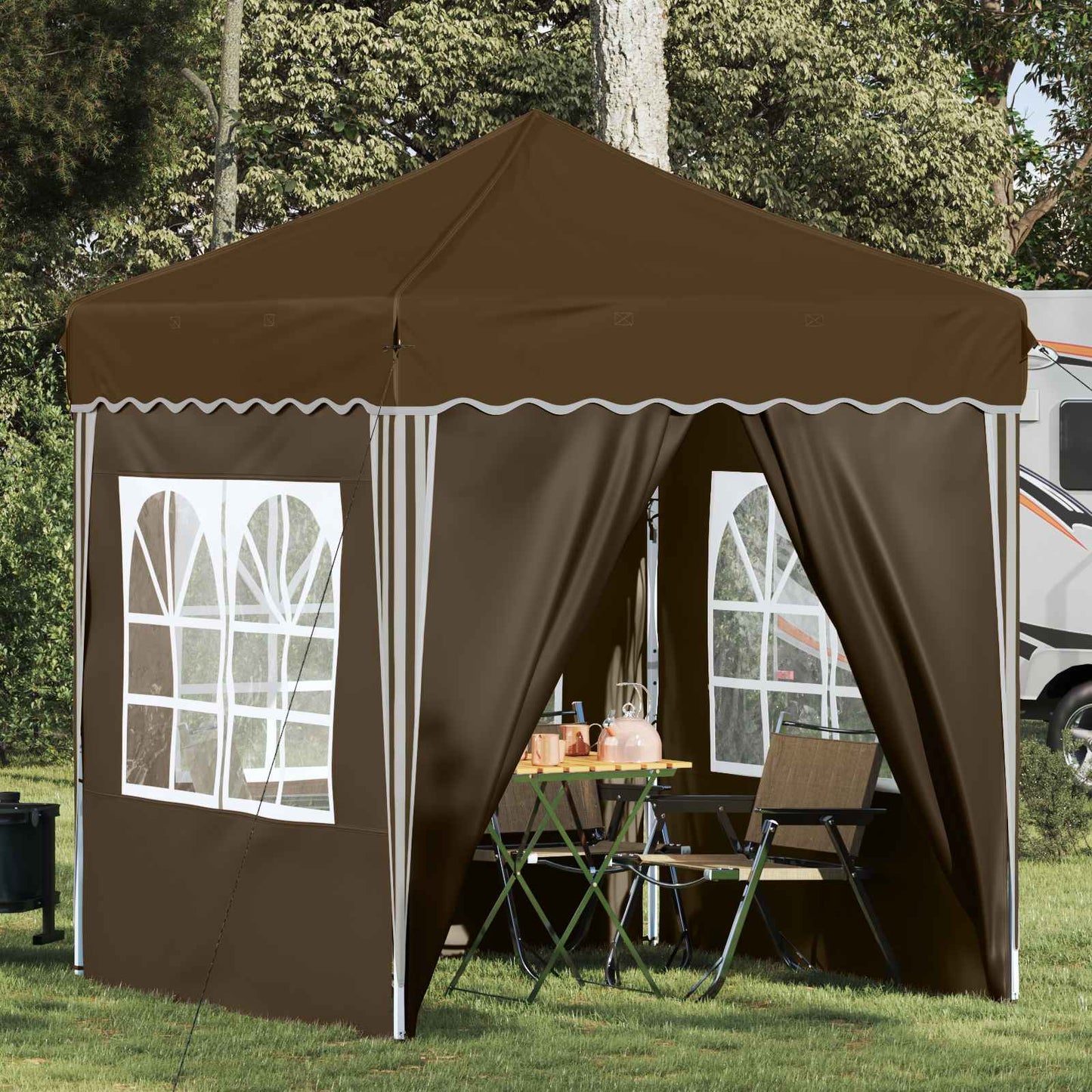 vidaXL Pop-up Party Tent 195 x 195 x 245 cm Taupe Oxford Fabric - 12632