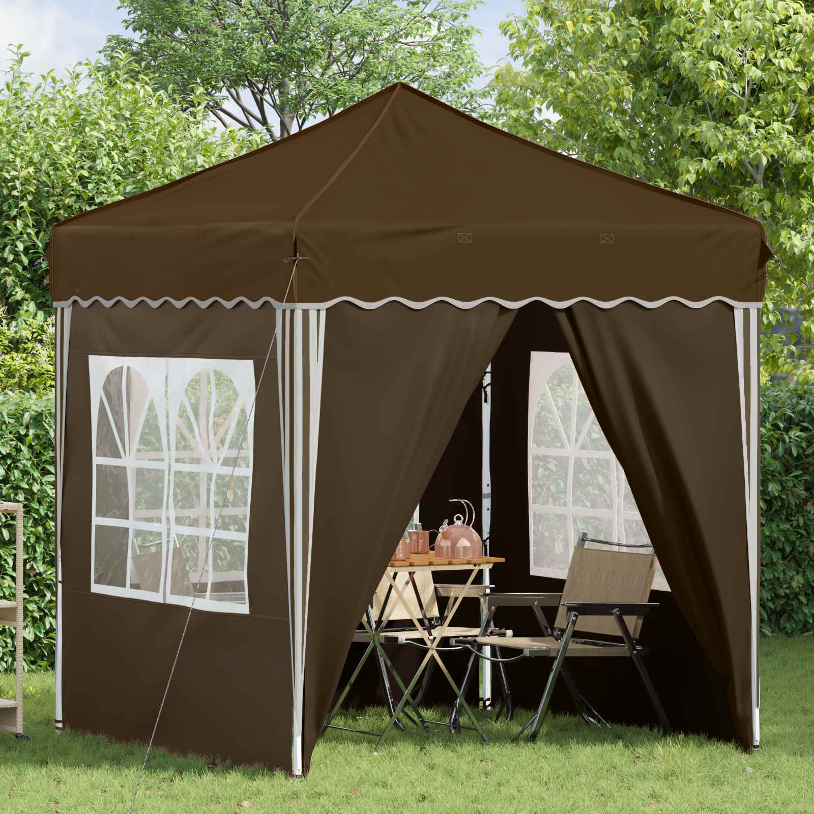 vidaXL Pop-up Party Tent 195 x 195 x 245 cm Taupe Oxford Fabric - 12632