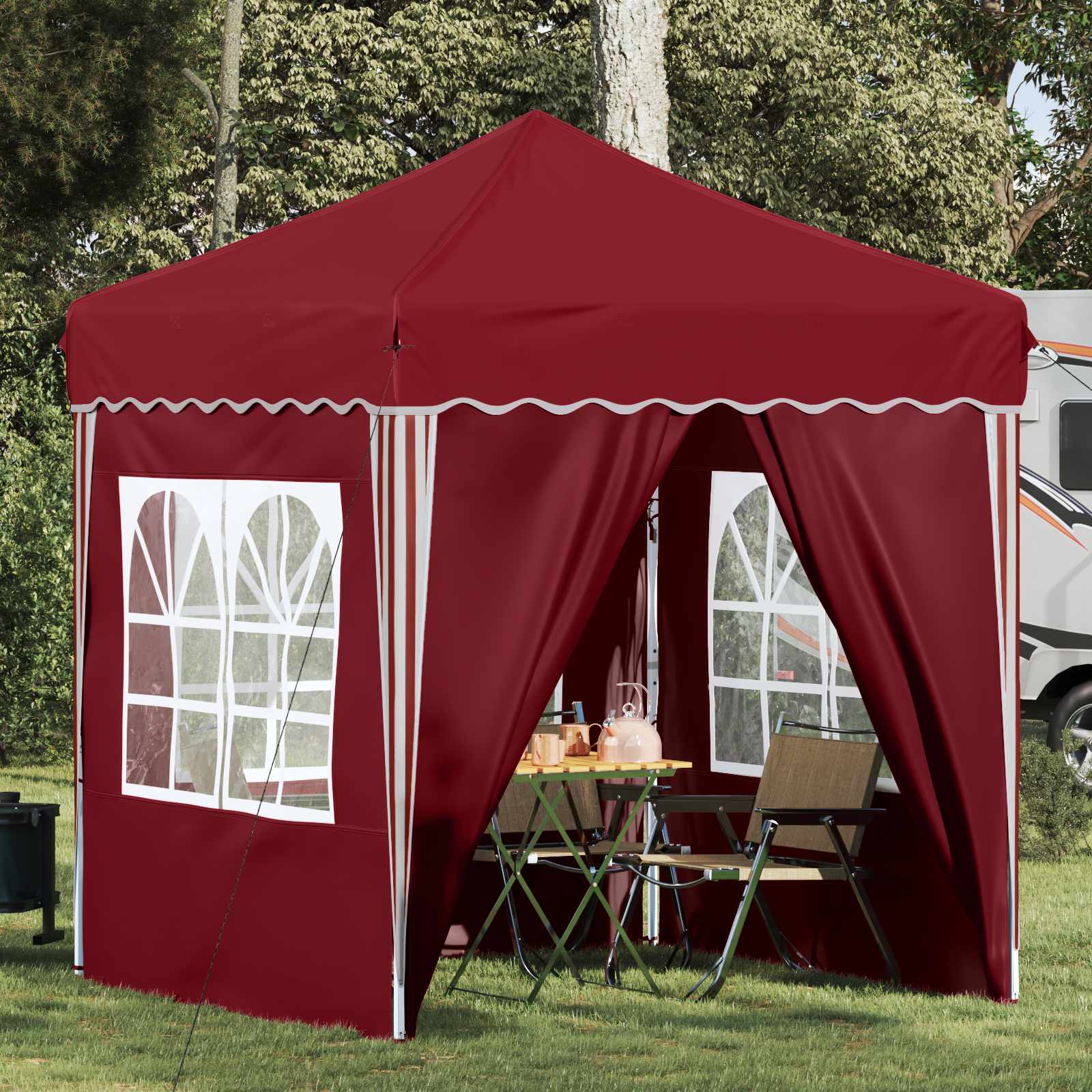 vidaXL Pop-up Party Tent 195 x 195 x 245 cm Burgundy Oxford Fabric - 12633