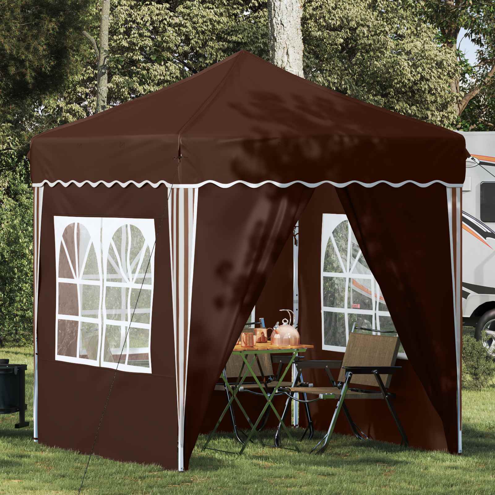 vidaXL Pop-up Party Tent 195 x 195 x 245 cm Brown Oxford Fabric - 12646
