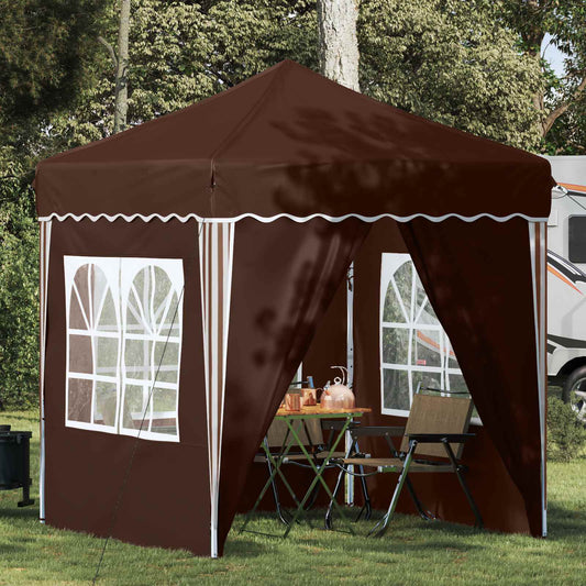 vidaXL Pop-up Party Tent 195 x 195 x 245 cm Brown Oxford Fabric - 12646