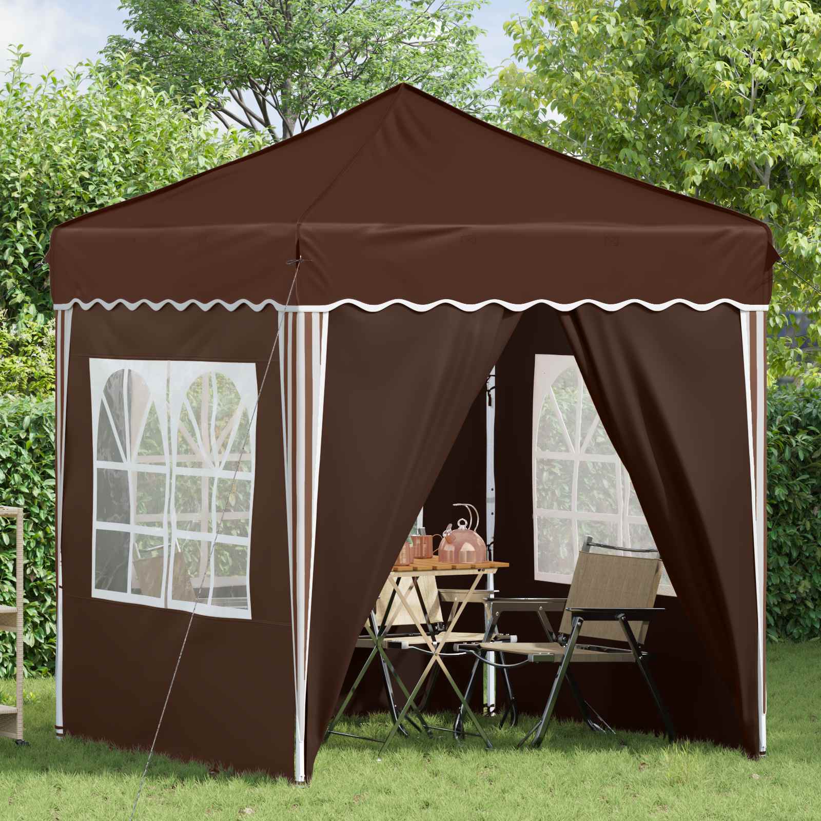 vidaXL Pop-up Party Tent 195 x 195 x 245 cm Brown Oxford Fabric - 12646
