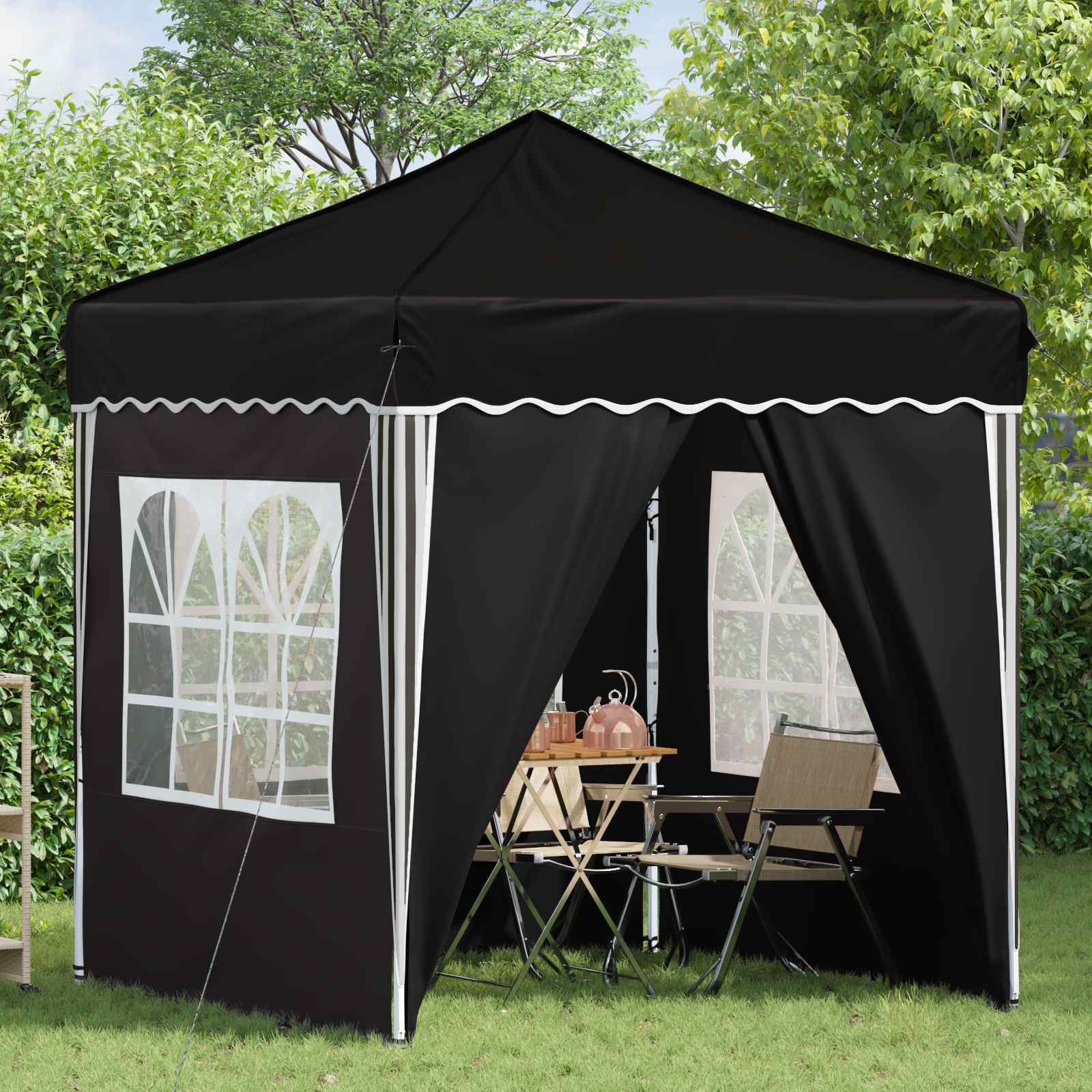 vidaXL Pop-up Party Tent 195 x 195 x 245 cm Black Oxford Fabric - 12651