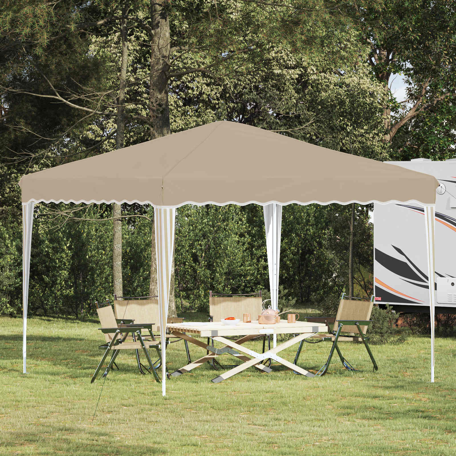 vidaXL Pop-up Party Tent 288 x 288 x 245 cm Cream Oxford Fabric