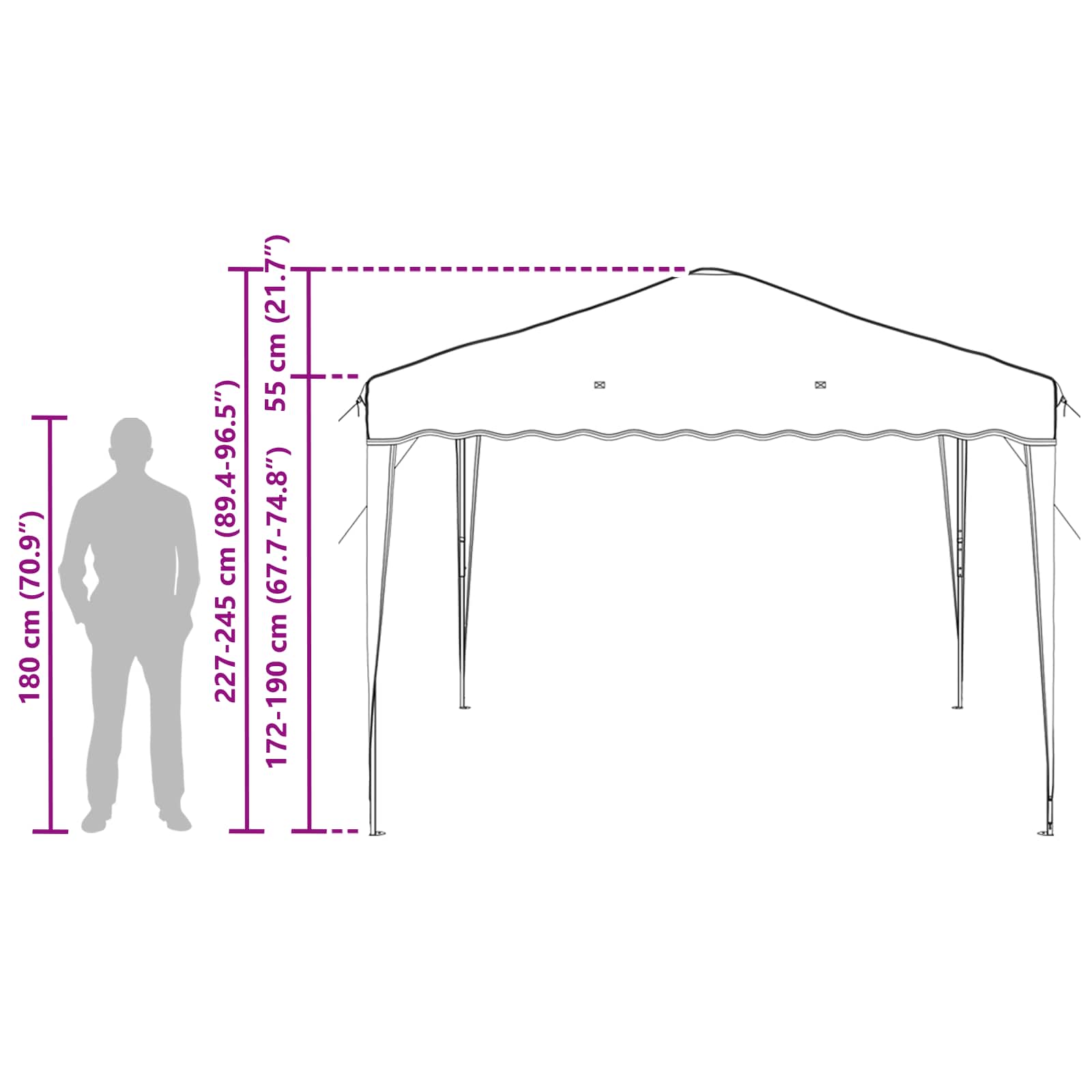 vidaXL Pop-up Party Tent 288 x 288 x 245 cm Beige Oxford Fabric