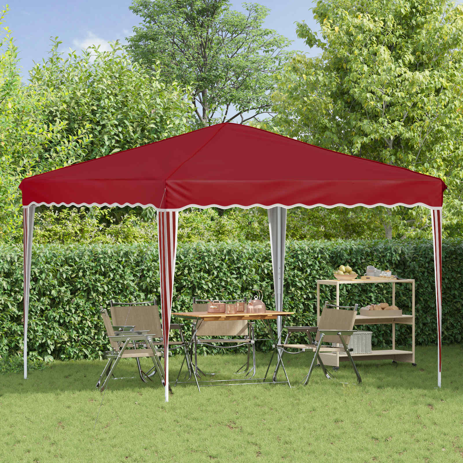 vidaXL Pop-up Party Tent 288 x 288 x 245 cm Burgundy Oxford Fabric