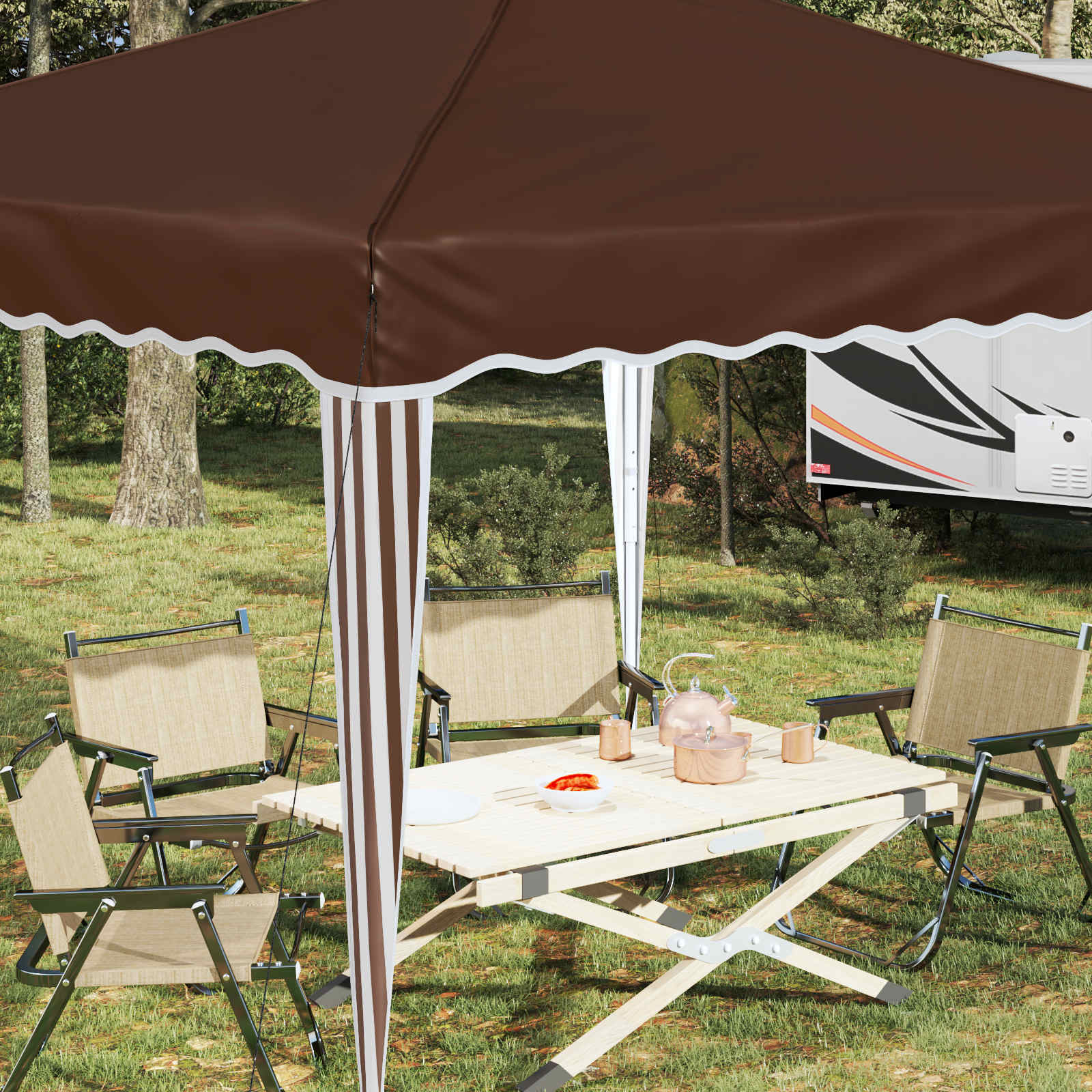 vidaXL Pop-up Party Tent 288 x 288 x 245 cm Brown Oxford Fabric