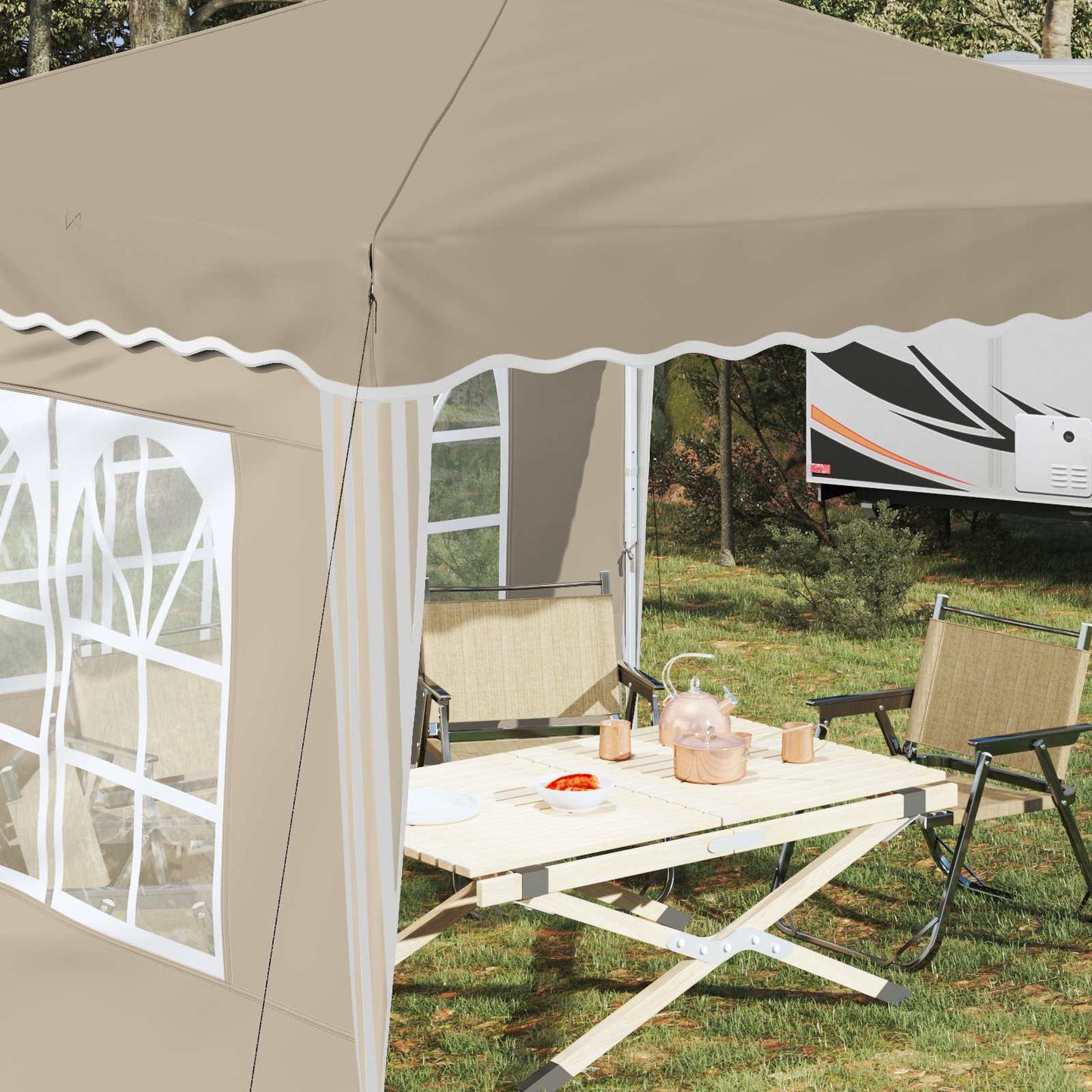 vidaXL Pop-up Party Tent 288 x 288 x 245 cm Cream Oxford Fabric - 12710