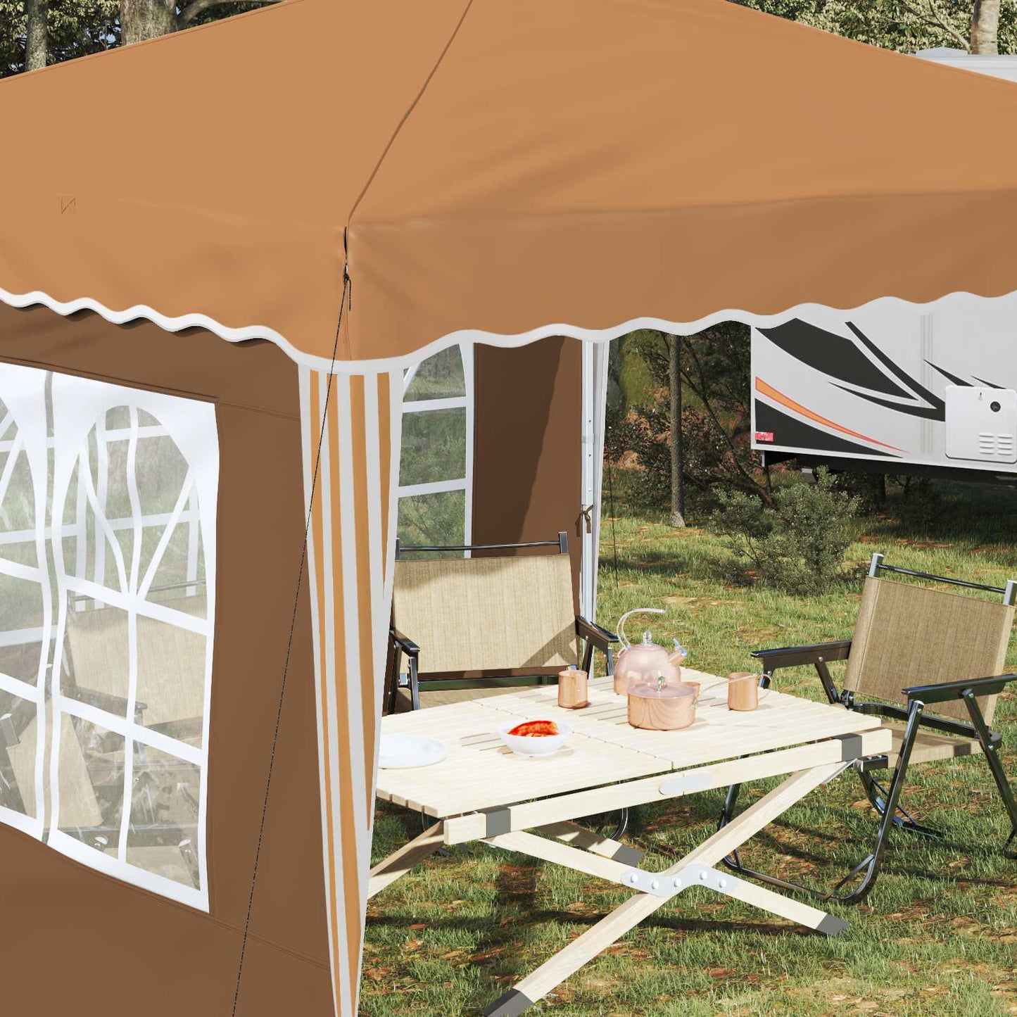 vidaXL Pop-up Party Tent 288 x 288 x 245 cm Beige Oxford Fabric - 12727