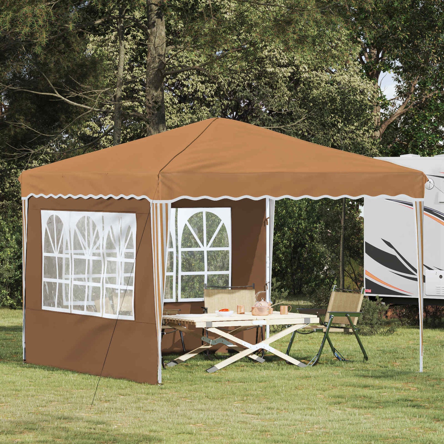 vidaXL Pop-up Party Tent 288 x 288 x 245 cm Beige Oxford Fabric - 12727
