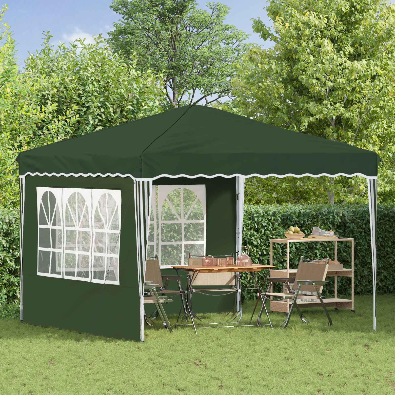 vidaXL Pop-up Party Tent 288 x 288 x 245 cm Green Oxford Fabric - 12736