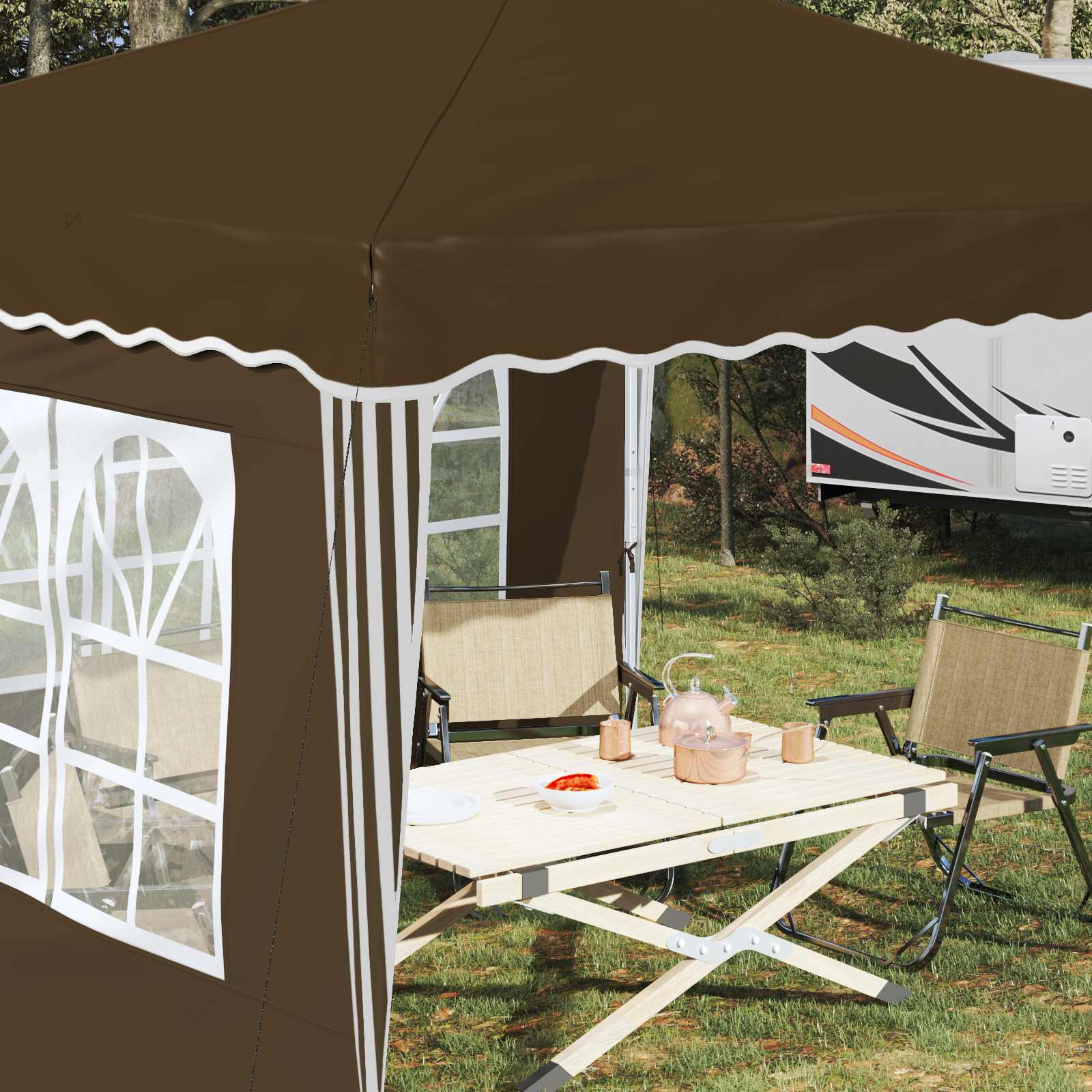 vidaXL Pop-up Party Tent 288 x 288 x 245 cm Taupe Oxford Fabric - 12738