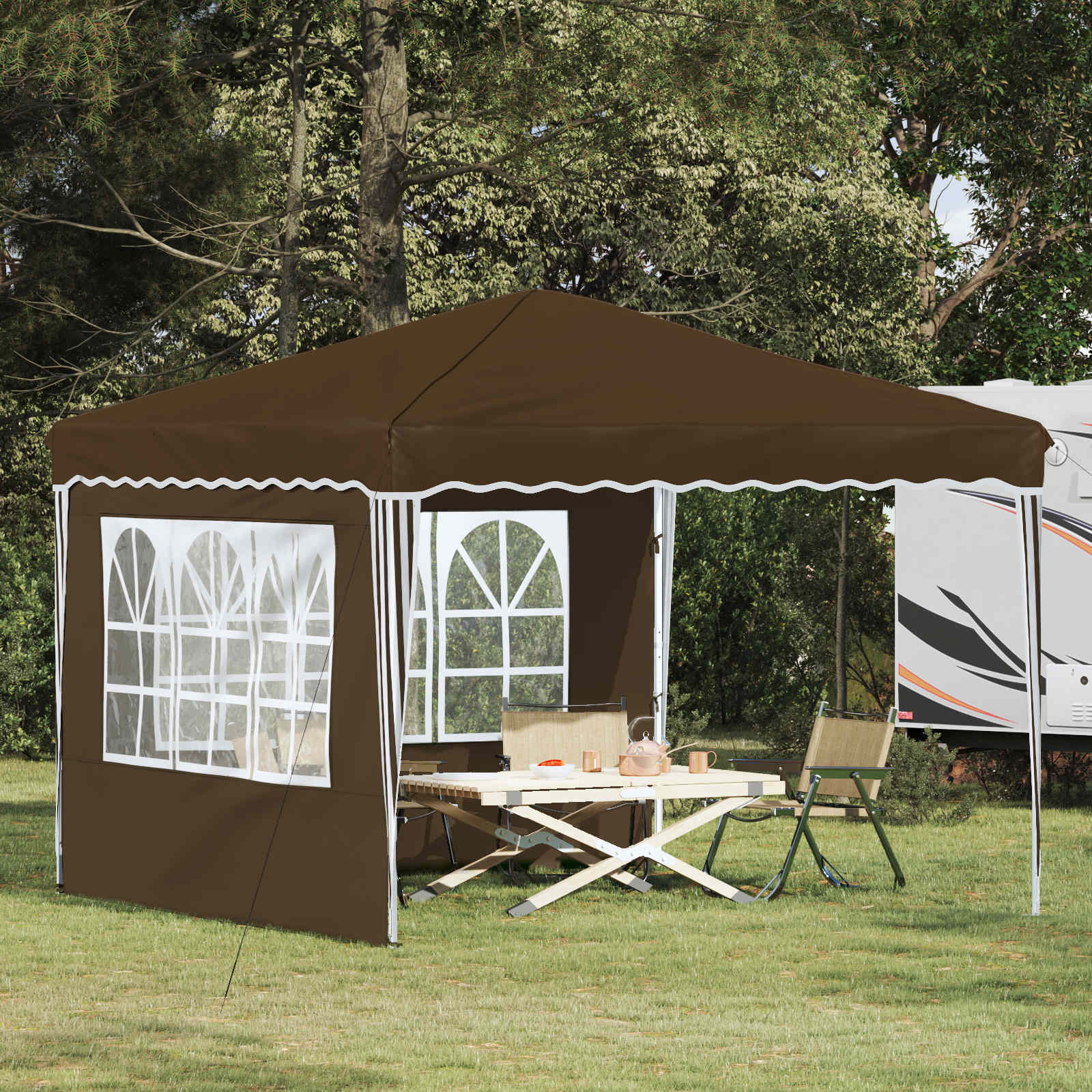 vidaXL Pop-up Party Tent 288 x 288 x 245 cm Taupe Oxford Fabric - 12738