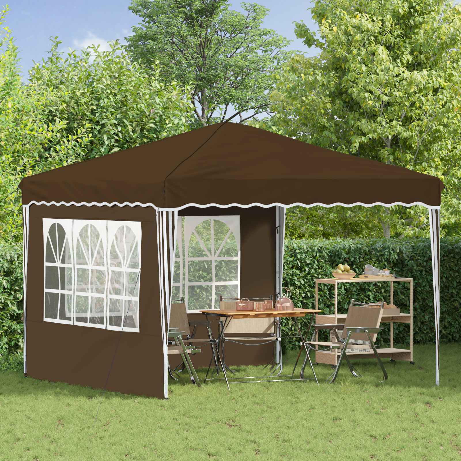 vidaXL Pop-up Party Tent 288 x 288 x 245 cm Taupe Oxford Fabric - 12738