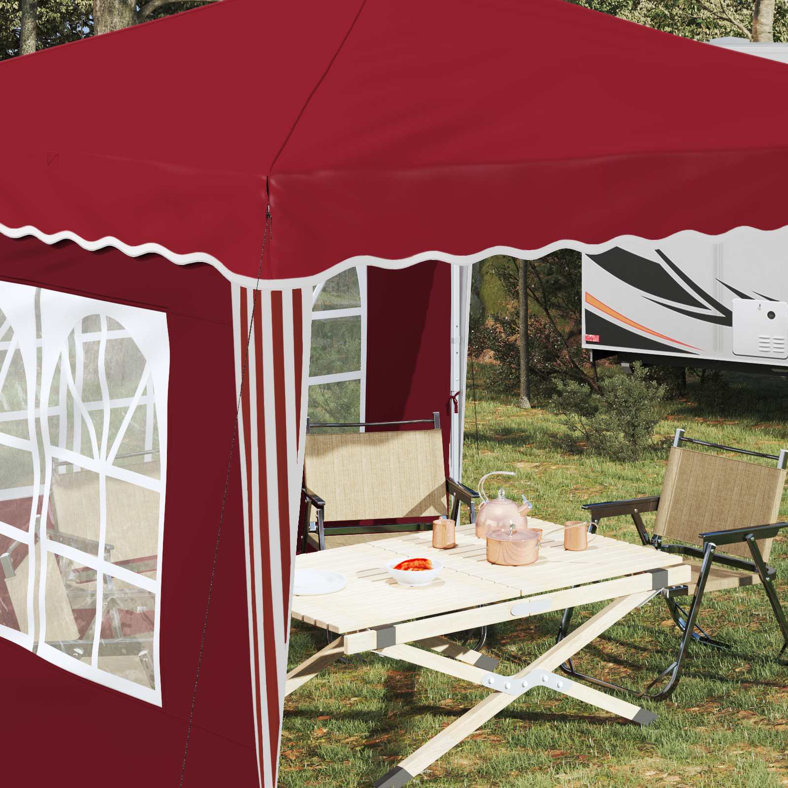 vidaXL Pop-up Party Tent 288 x 288 x 245 cm Burgundy Oxford Fabric - 12739