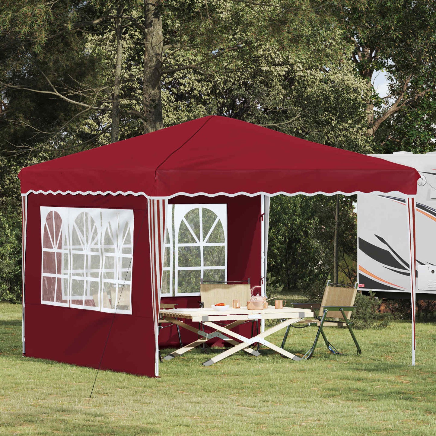vidaXL Pop-up Party Tent 288 x 288 x 245 cm Burgundy Oxford Fabric - 12739