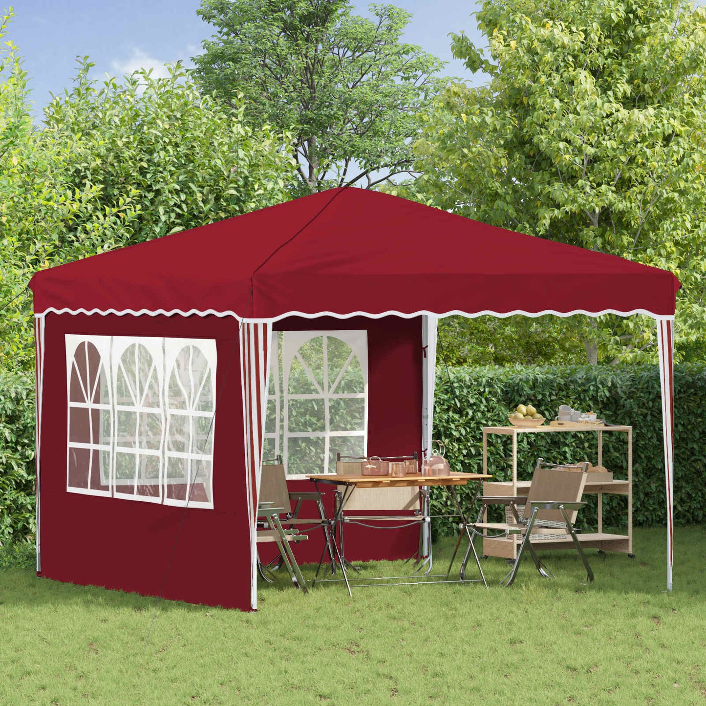 vidaXL Pop-up Party Tent 288 x 288 x 245 cm Burgundy Oxford Fabric - 12739