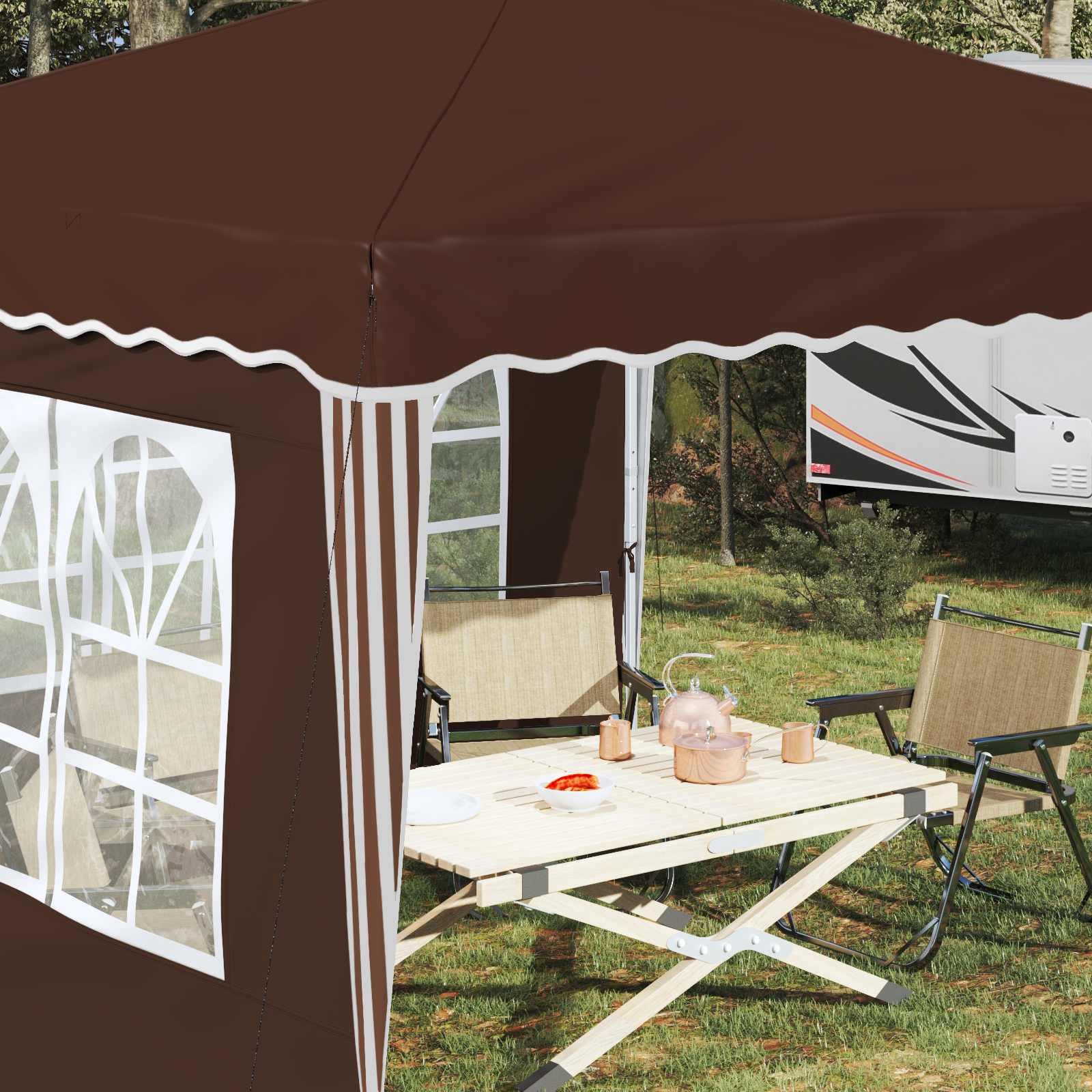 vidaXL Pop-up Party Tent 288 x 288 x 245 cm Brown Oxford Fabric - 12740