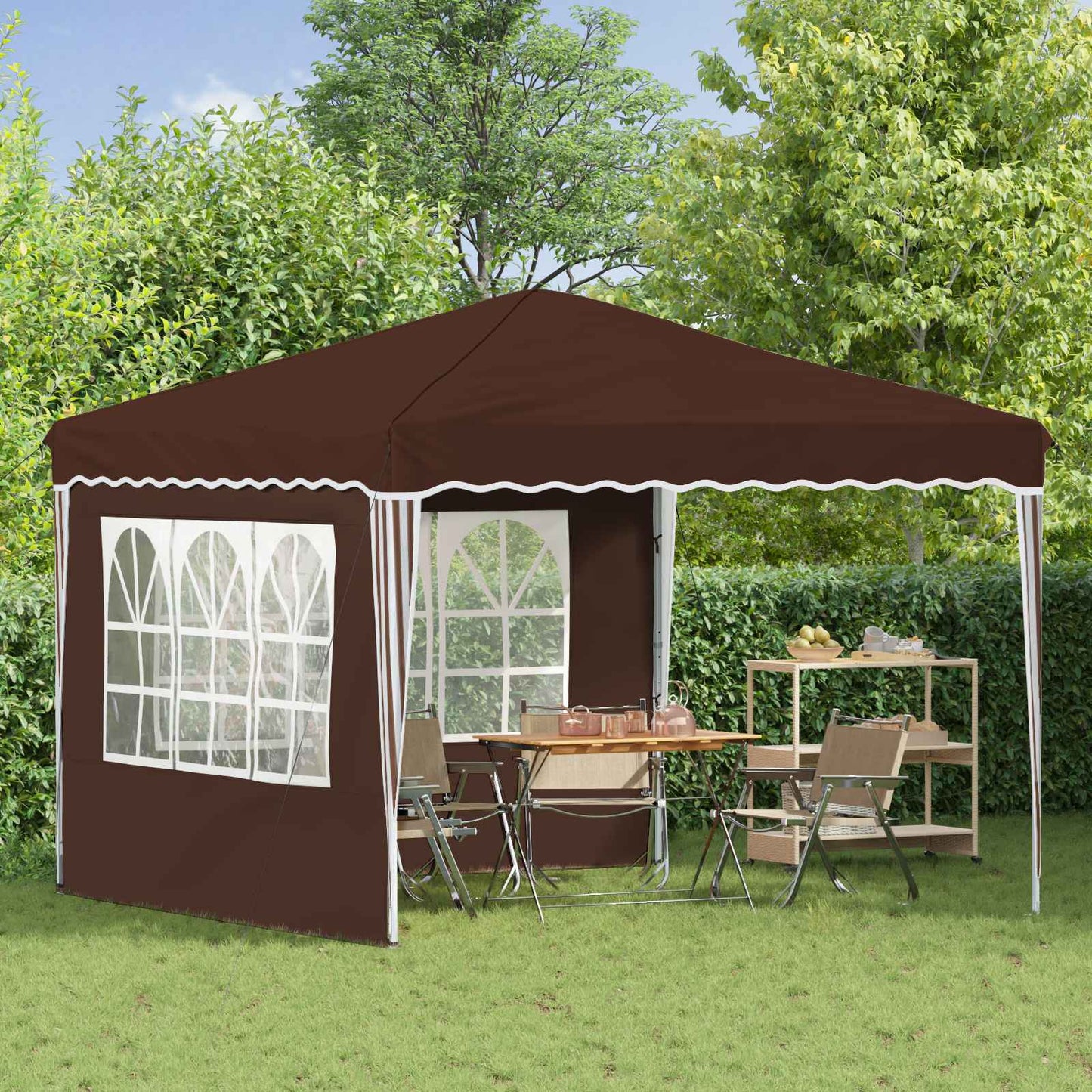 vidaXL Pop-up Party Tent 288 x 288 x 245 cm Brown Oxford Fabric - 12740