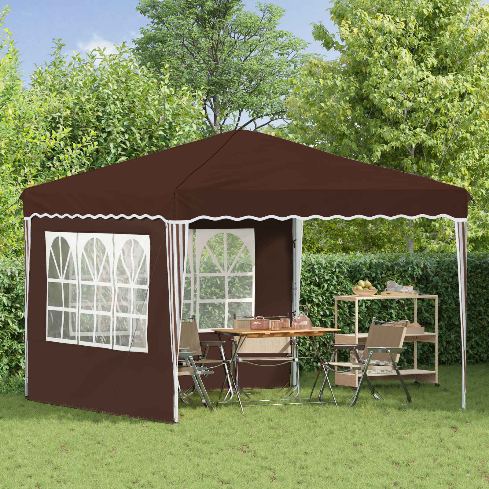 vidaXL Pop-up Party Tent 288 x 288 x 245 cm Brown Oxford Fabric - 12740