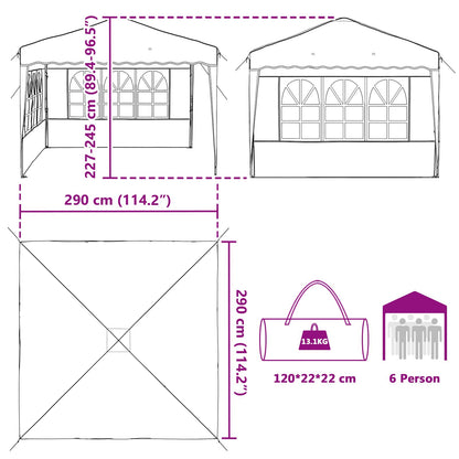 vidaXL Pop-up Party Tent 288 x 288 x 245 cm Orange Oxford Fabric - 12748