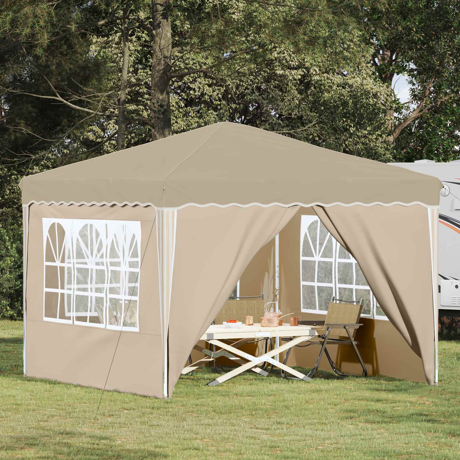 vidaXL Pop-up Party Tent 288 x 288 x 245 cm Cream Oxford Fabric - 12761