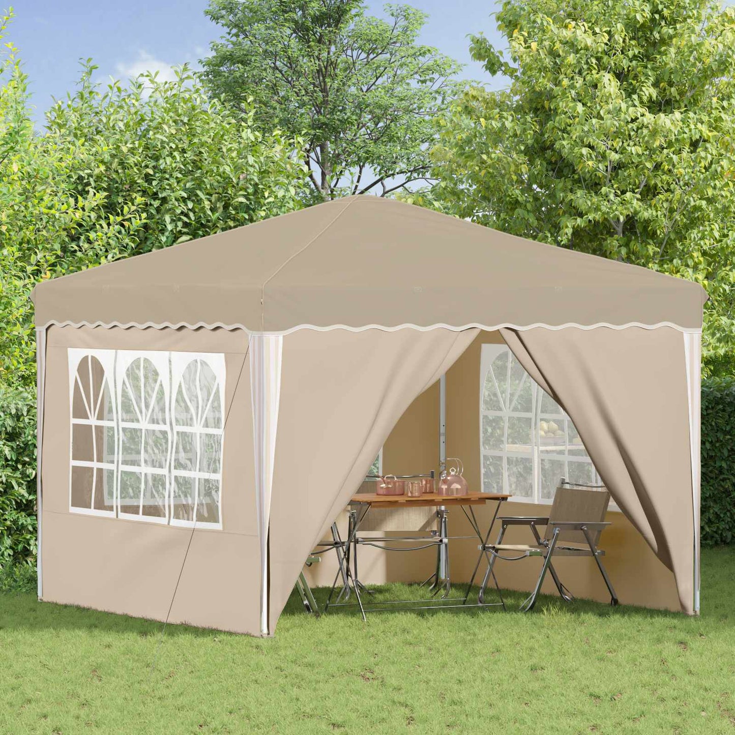 vidaXL Pop-up Party Tent 288 x 288 x 245 cm Cream Oxford Fabric - 12761