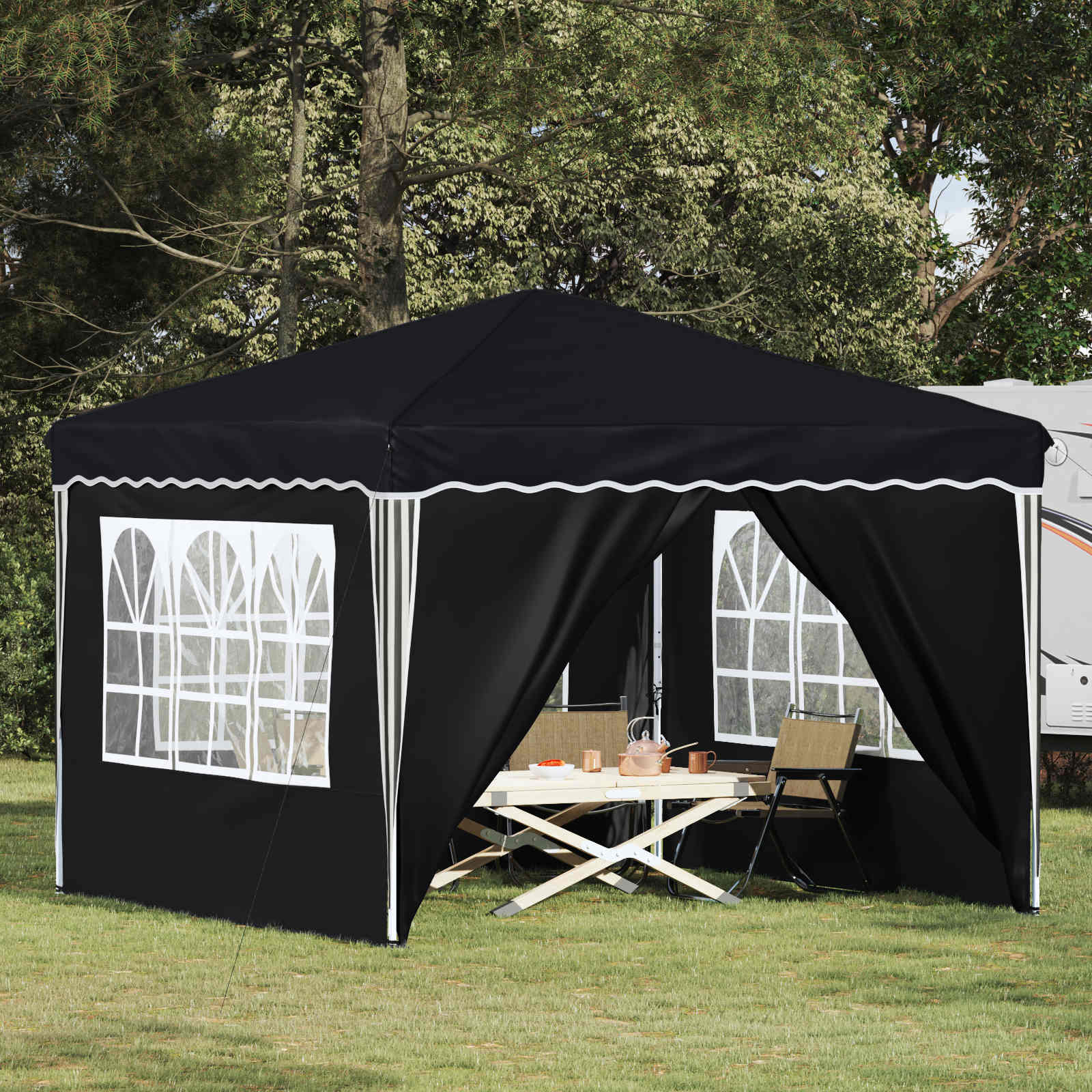 vidaXL Pop-up Party Tent 288 x 288 x 245 cm Anthracite Oxford Fabric - 12775