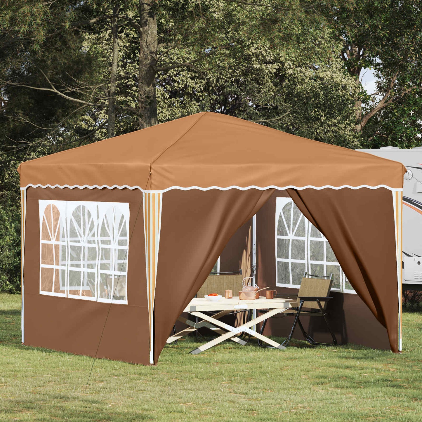 vidaXL Pop-up Party Tent 288 x 288 x 245 cm Beige Oxford Fabric - 12786