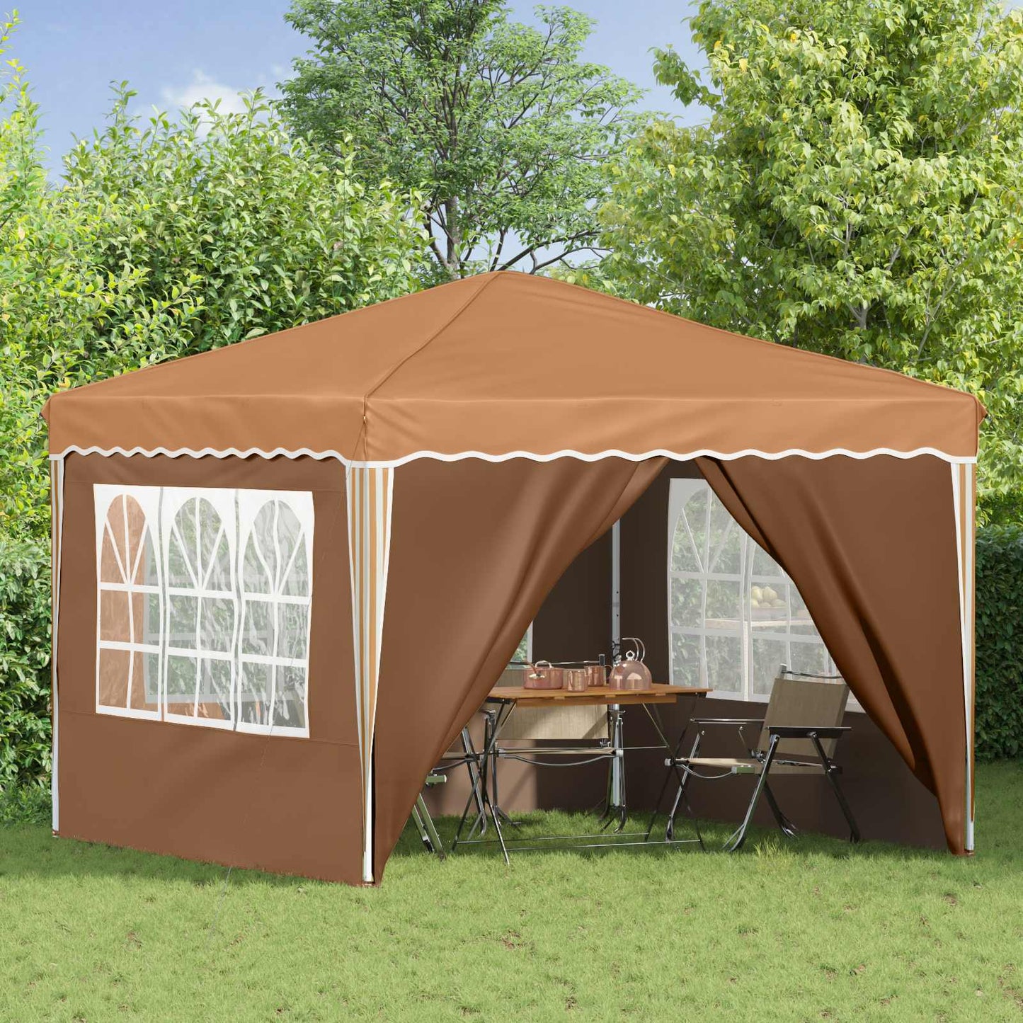 vidaXL Pop-up Party Tent 288 x 288 x 245 cm Beige Oxford Fabric - 12786