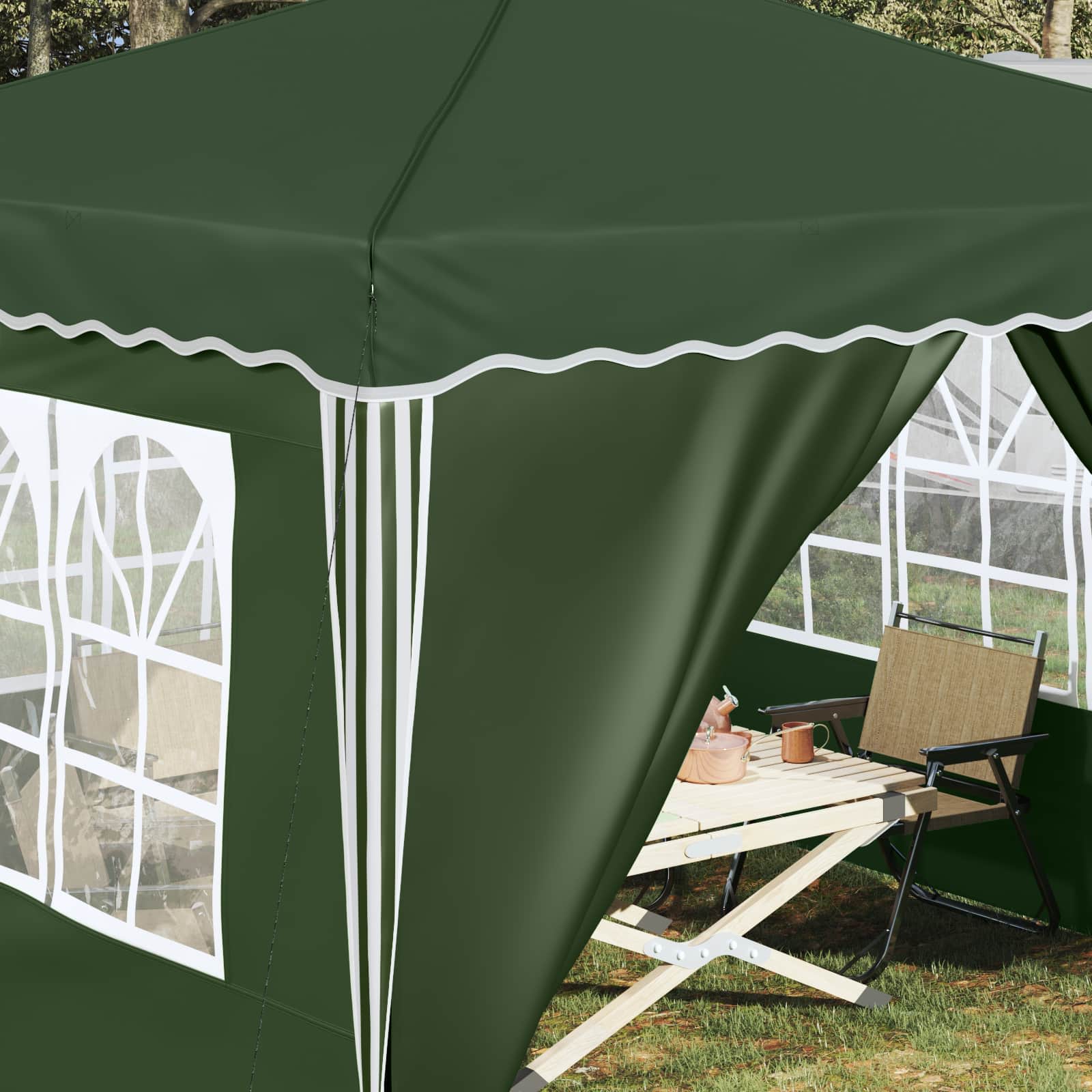 vidaXL Pop-up Party Tent 288 x 288 x 245 cm Green Oxford Fabric - 12799