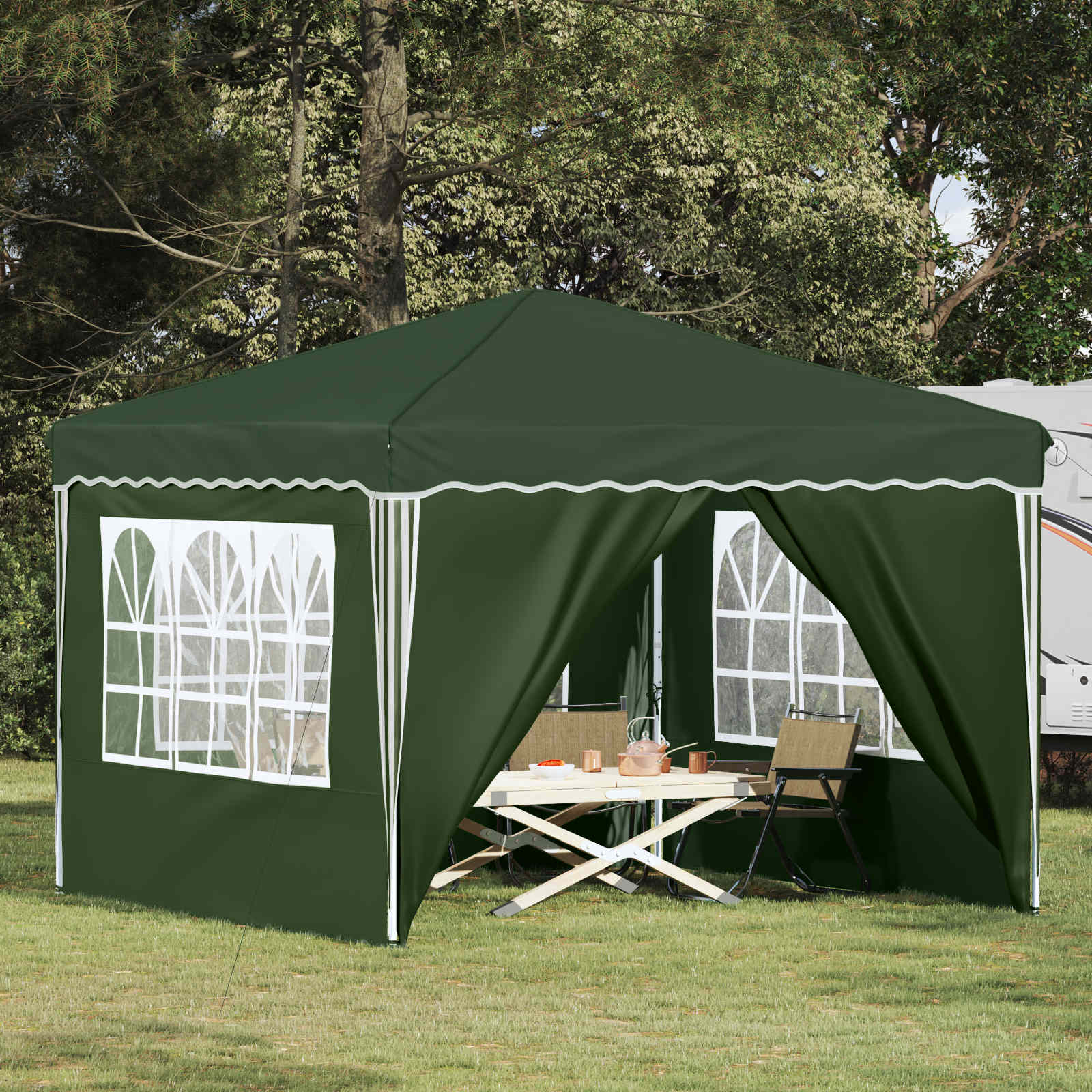 vidaXL Pop-up Party Tent 288 x 288 x 245 cm Green Oxford Fabric - 12799