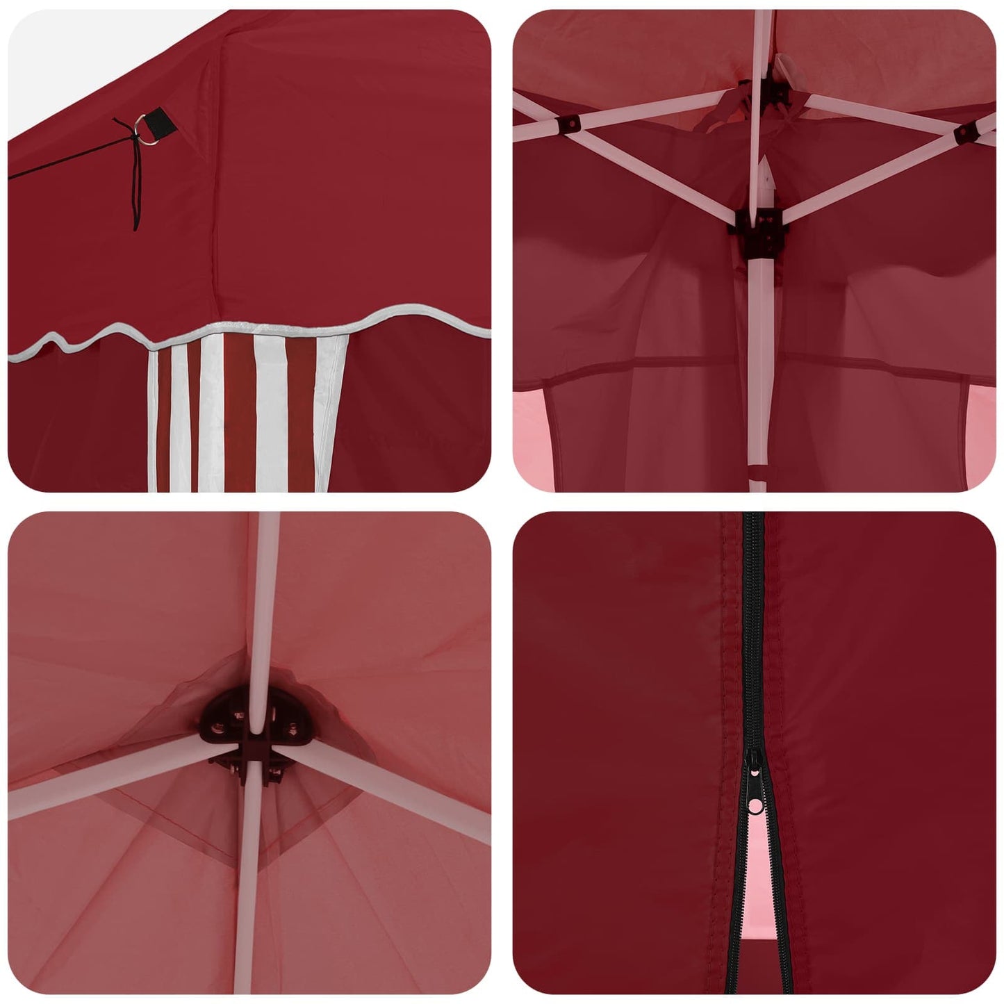 vidaXL Pop-up Party Tent 288 x 288 x 245 cm Burgundy Oxford Fabric - 12810