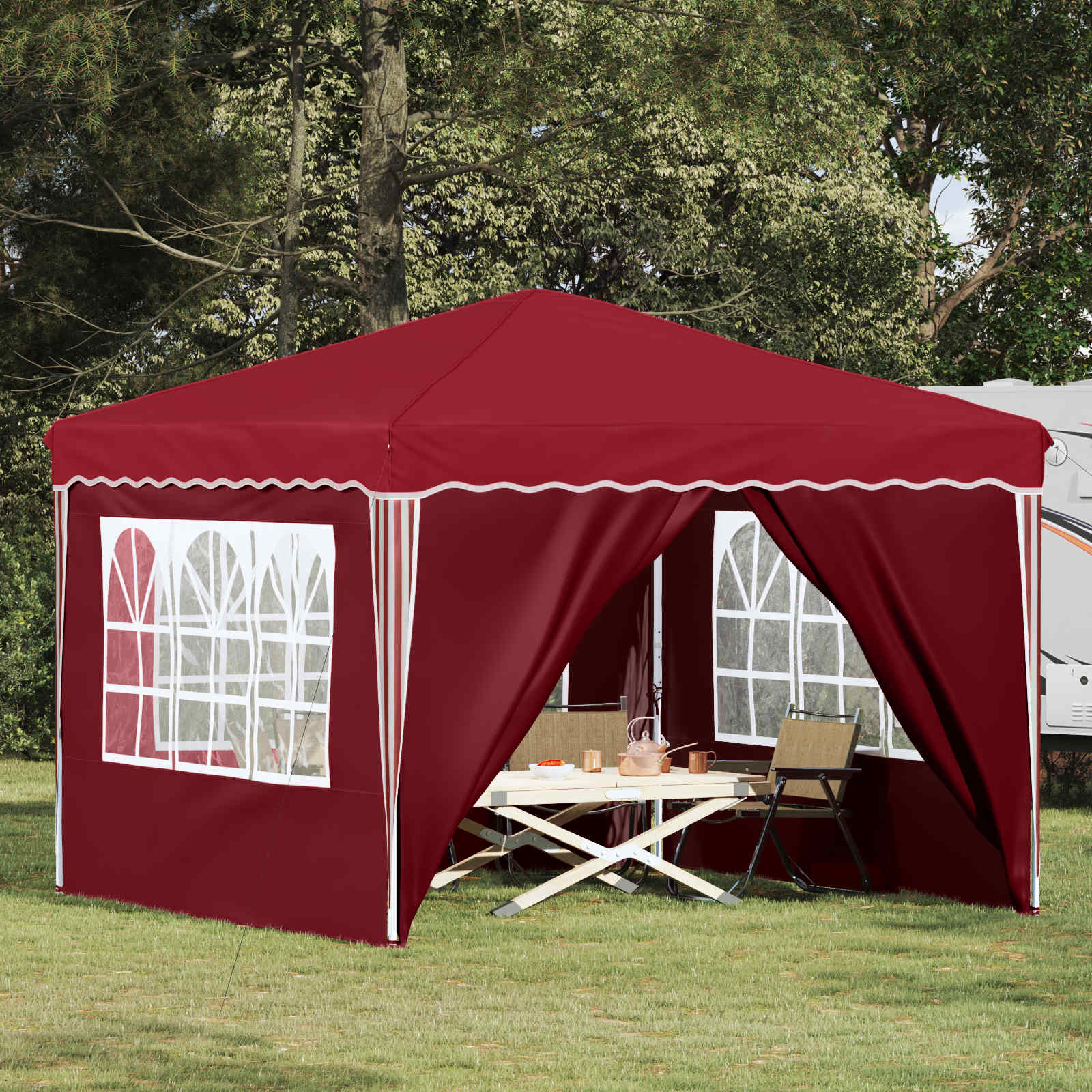 vidaXL Pop-up Party Tent 288 x 288 x 245 cm Burgundy Oxford Fabric - 12810