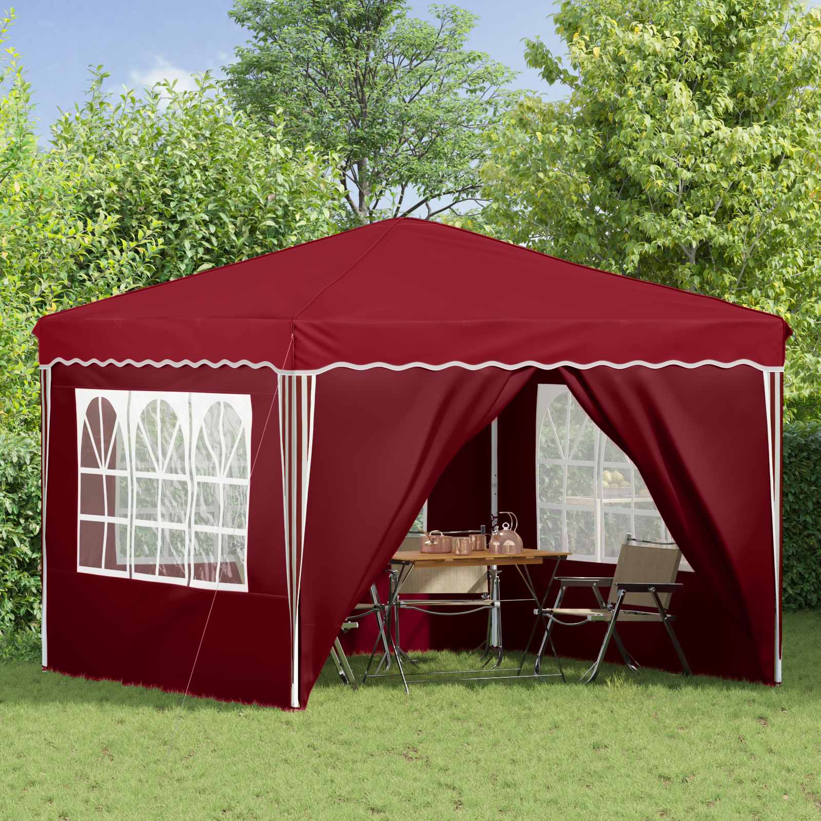 vidaXL Pop-up Party Tent 288 x 288 x 245 cm Burgundy Oxford Fabric - 12810